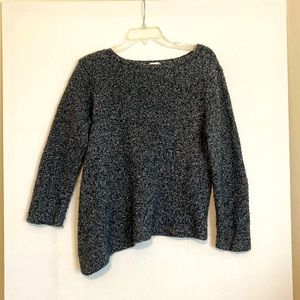 J Jill large mottled black and white asymmetric sweater